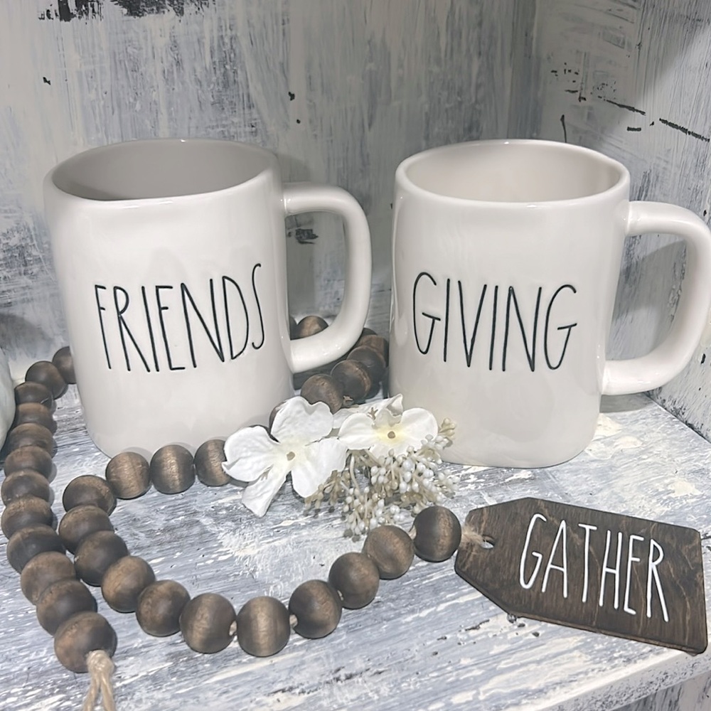 Rae Dunn FRIENDS GIVING 2pc mug set
